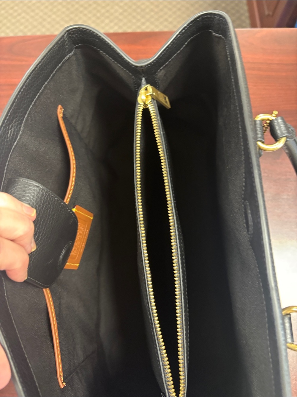 COACH Black Pebble Leather Legacy Large Carryall with Gold Hardware - Picture 6 of 10
